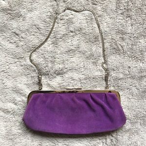 100% Genuine Purple Leather Gianni Bernini Clutch